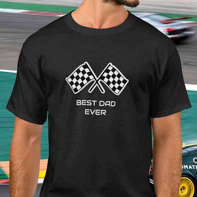 Custom Best Dad Ever Car Flags Black White Car T-Shirt (Creator Uploaded)