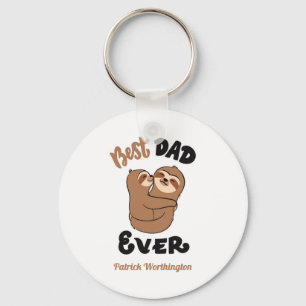 Custom Best Dad Ever Cute Sloth Key Ring