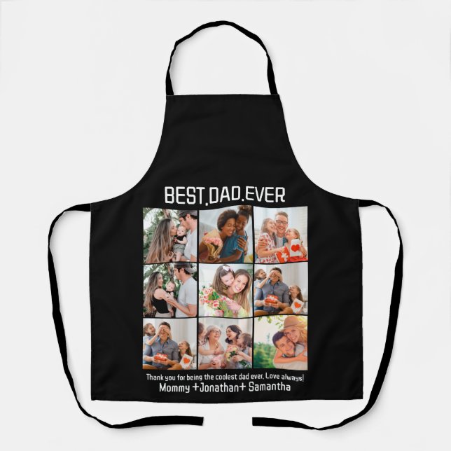 Custom Best Dad Ever Fathers Day 9 Photo Collage Apron (Front)