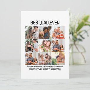 Custom Best Dad Ever Fathers Day 9 Photo Collage Holiday Card