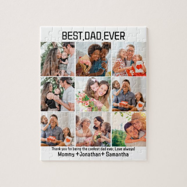 Custom Best Dad Ever Fathers Day 9 Photo Collage Jigsaw Puzzle (Vertical)