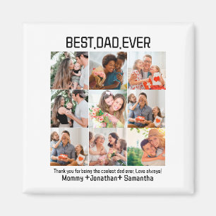 Custom Best Dad Ever Fathers Day 9 Photo Collage Magnet