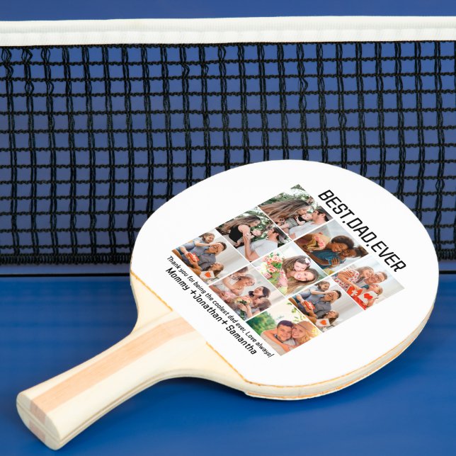 Custom Best Dad Ever Fathers Day 9 Photo Collage Ping Pong Paddle (Insitu)