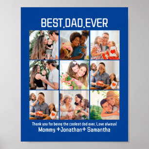 Custom Best Dad Ever Fathers Day 9 Photo Collage Poster