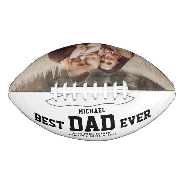 Custom BEST DAD EVER Modern Cool Colour Photo Football (Front)