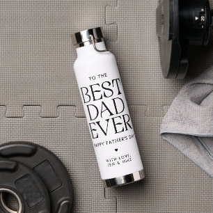 Custom Best Dad Ever Modern Father's Day Elegant Water Bottle