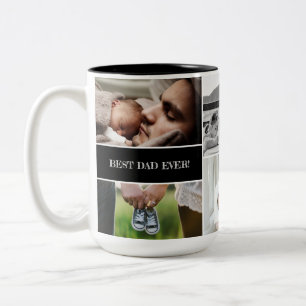Custom Best Dad Ever Photo Collage Daddy Two-Tone Coffee Mug