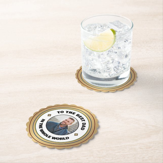Custom Best Dad Father Photo Personalise Paper Coaster (Insitu)
