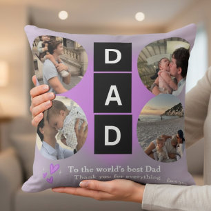 Custom "Best Dad" Photo Collage Personalized Gift  Cushion