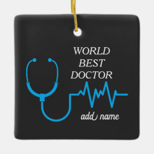 Custom Best Doctor Ever Graduation Appreciation Ceramic Ornament