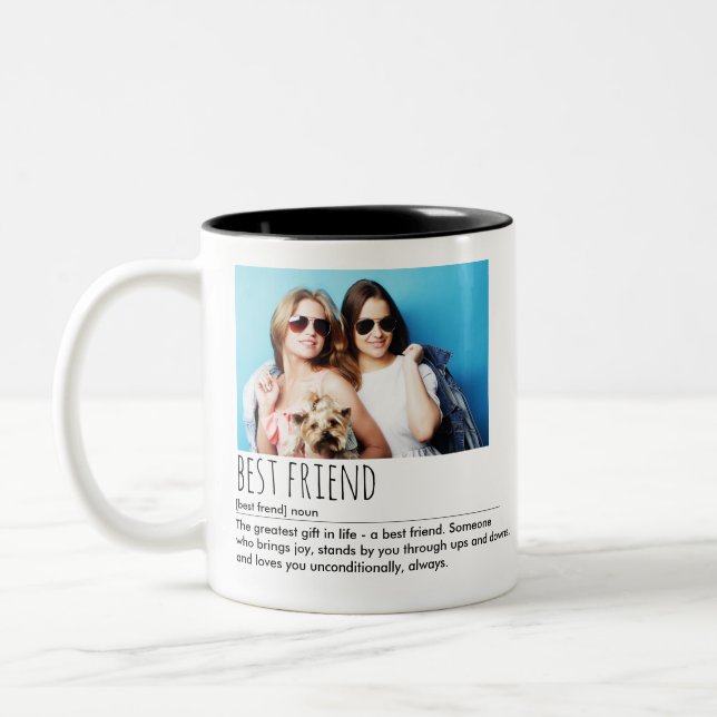 Custom Best Friend Definition Photo Two-Tone Coffee Mug (Left)