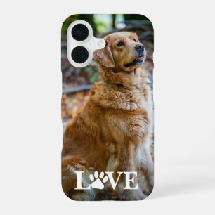 Custom Best Friend Photo Love Heart Paw Print Text iPhone 16 Case