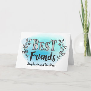 Custom Best Friends Card on blue watercolor