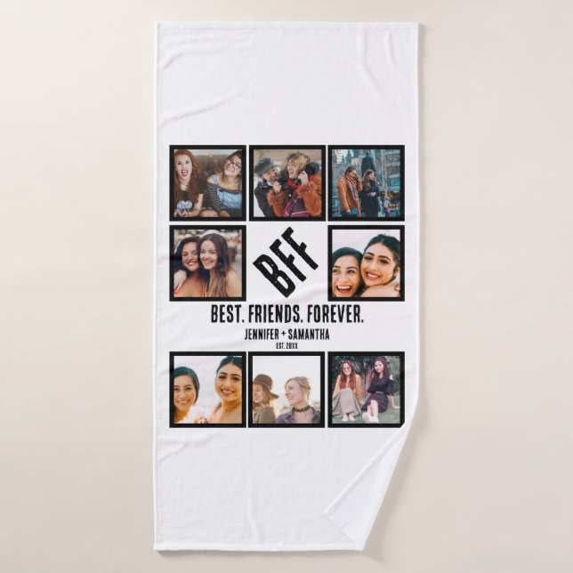 Custom Best Friends Forever BFF 8 Photo Collage  Bath Towel Set (Bath Towel)