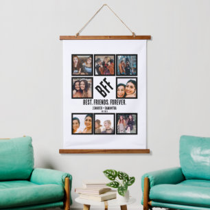 Custom Best Friends Forever BFF 8 Photo Collage  Hanging Tapestry