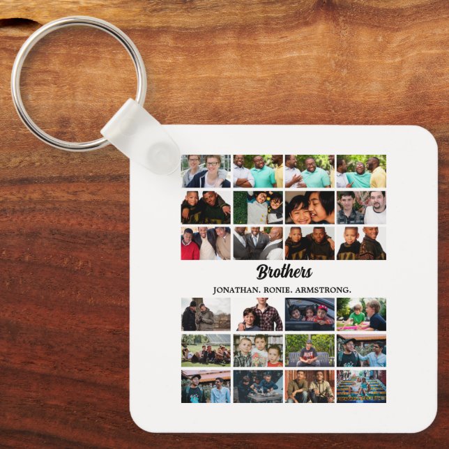 Custom Best Friends Forever Brothers Photo Collage Key Ring (Front)