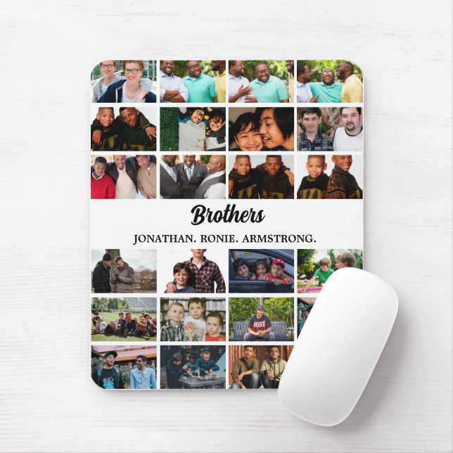 Custom Best Friends Forever Brothers Photo Collage Mouse Pad (With Mouse)