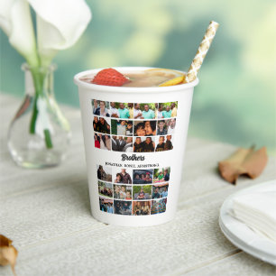 Custom Best Friends Forever Brothers Photo Collage Paper Cups
