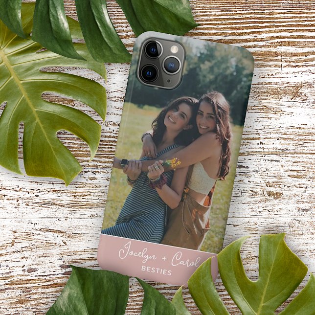 Custom Best Friends Photograph On Dusty Blush Pink iPhone Case (Creator Uploaded)
