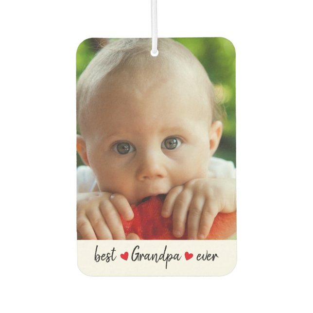Custom Best Grandpa Ever 2 Photo  Car Air Freshener (Front)