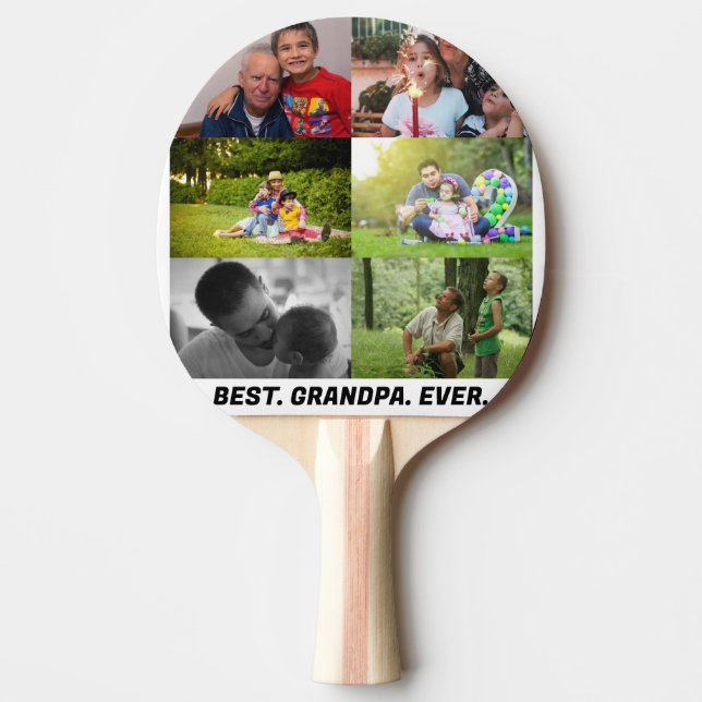 Custom Best grandpa ever 6 photo collage  Ping Pong Paddle (Front)