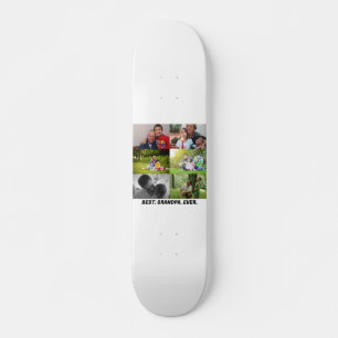 Custom Best grandpa ever 6 photo collage  Skateboard