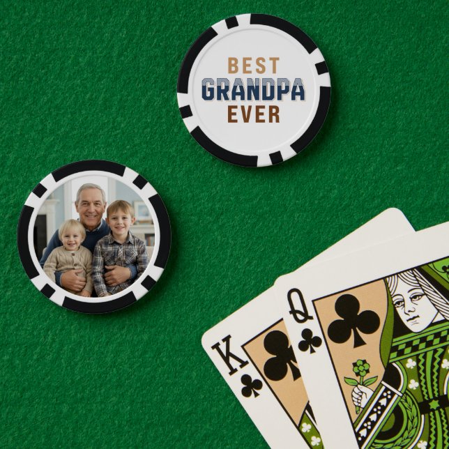Custom Best Grandpa Ever Photo  Poker Chips (Poker Table (Double))