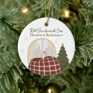 Custom Best Grandparents Christmas Ceramic Ornament