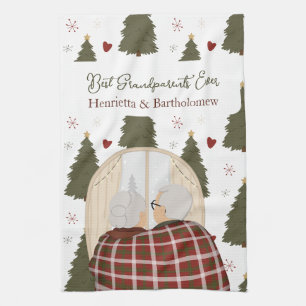 Custom Best Grandparents Christmas Tea Towel
