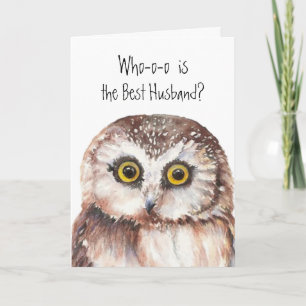 Custom Best Husband Cute Owl Humour Card
