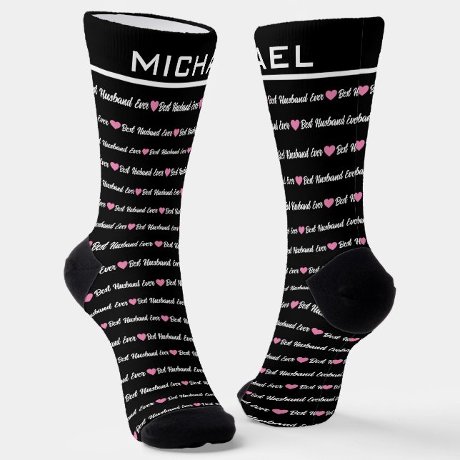 Custom "Best Husband Ever" Personalised Name Socks (Angled)