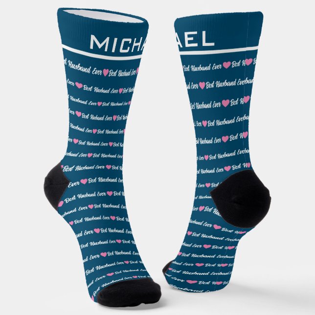 Custom "Best Husband Ever" Personalised Name Socks (Angled)