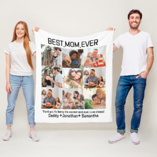 Custom Best Mom Ever Mothers Day 9 Photo Collage Fleece Blanket