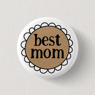 Custom BEST MOM Scalloped Edge 3 Cm Round Badge