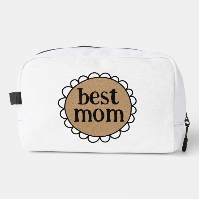 Custom BEST MOM Scalloped Edge Dopp Kit (Front)