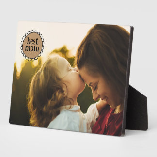 Custom BEST MOM Scalloped Edge Photo Plaque