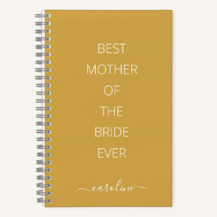 Custom Best Mother of the Bride Modern Yellow Notebook