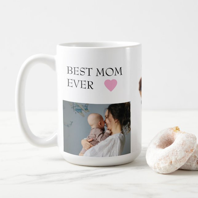 Custom "Best Mum Ever" Mug with Personalised Photo (With Donut)