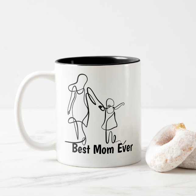Custom Best Mum Ever Two-Tone Mug, 15 oz Coffee Mug (With Donut)