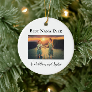 Custom Best Nana Ever Photo  Ceramic Ornament