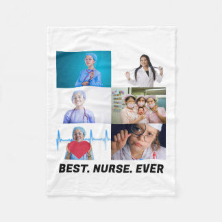 Custom Best Nurse Ever 6 photo collage Fleece Blanket
