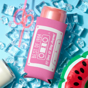Custom Best Of 1984 40th Birthday Cassette Seltzer Can Cooler