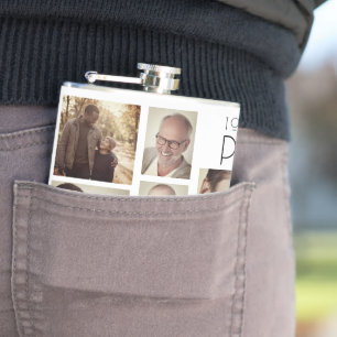 Custom Best Papa Ever Photo Collage Hip Flask