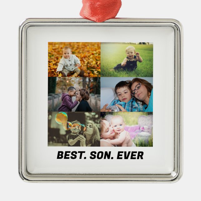 Custom Best Son Ever 6 photo collage   Metal Ornament (Front)