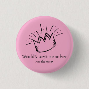 Custom best teacher appreciation school name pink 3 cm round badge