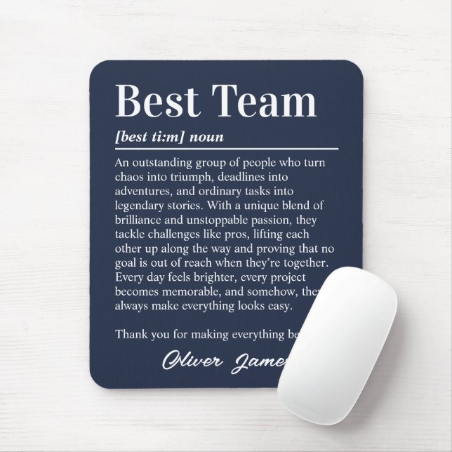 Custom Best Team Definition Professional Mouse Pad (With Mouse)