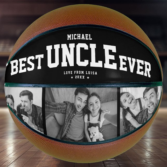 Custom BEST UNCLE EVER Modern Cool Family 3 Photo  Basketball (Creator Uploaded)