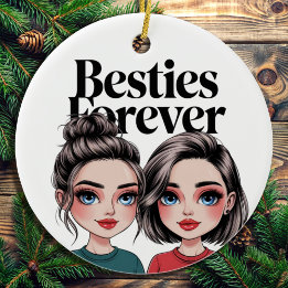 Custom Besties Best Friend Gift BFF Christmas Gift Ceramic Ornament