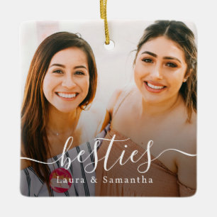 Custom Besties Names Photo Ceramic Ornament