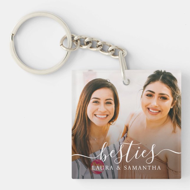 Custom Besties Names Photo Key Ring (Front)
